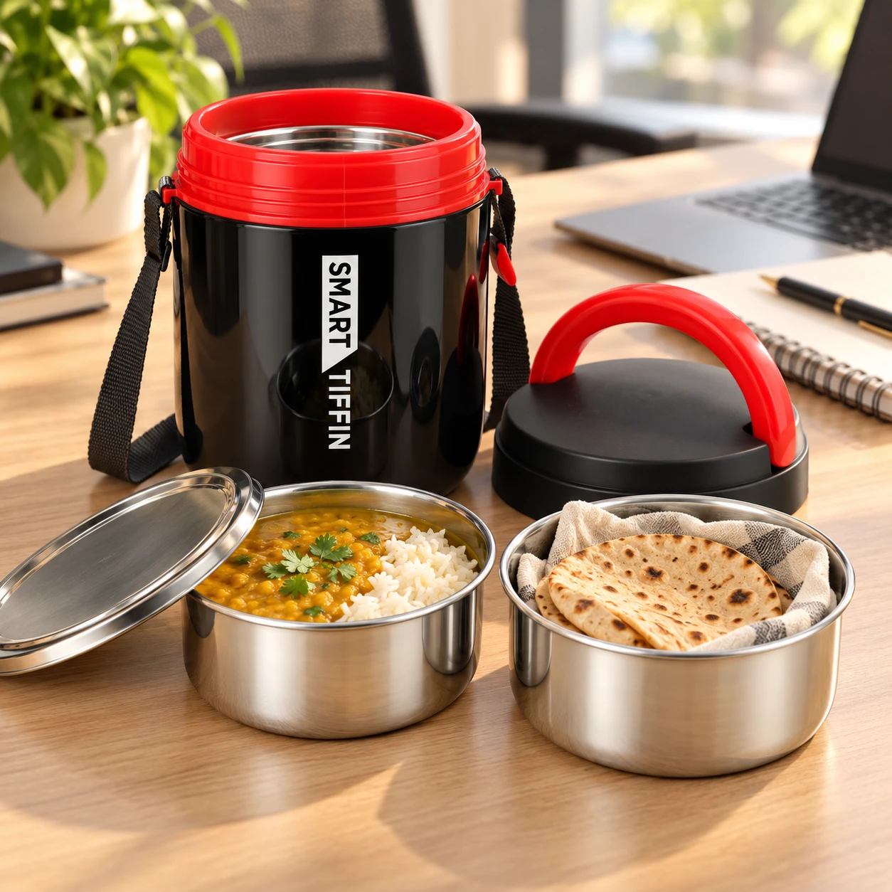 Smart Insulated Tiffin Carrier — 3 Steel Containers - view 4
